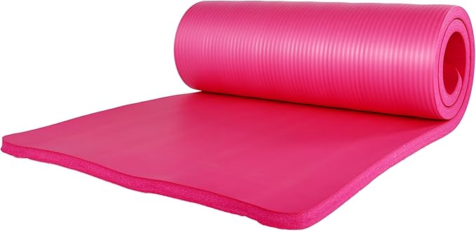 BalanceFrom 71x24 Inches Yoga Mat with Knee Pad and Optional Blocks – Extra 1-Inch Thick Non-Slip Foam with Anti-Tear Surface and Carrying Strap for Home, Studio, or Gym Workouts