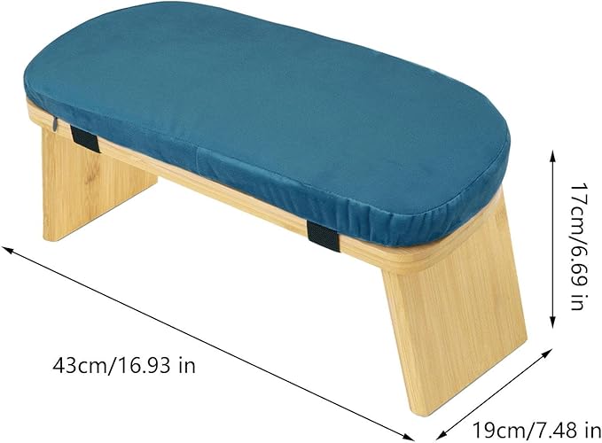 Meditation Bench, Bench for Home, Stable, Stool, Bamboo, Stable for Kneeling Or Sitting, Meditation Stool, Knee Stool, Blue