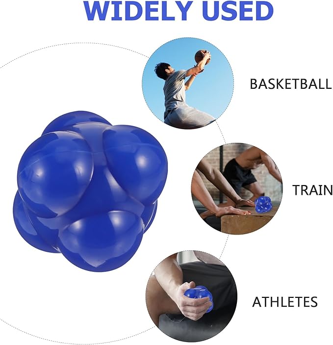 Hexagonal Agile Training Ball 68mm Large Blue Silicone Reaction Ball for Fitness Agility Speed Training Indoor Sports and Goalkeeper Equipment