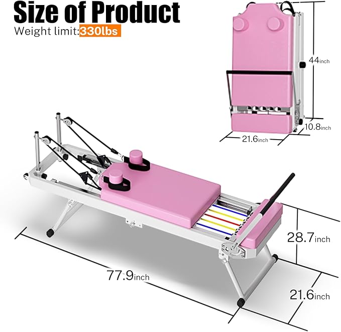 Pilates Reformer, Pilates Exercise Equipment, Foldable Home Workout Equipment for Home or Studio,Yoga Studio Same Commercial Fitness Equipment