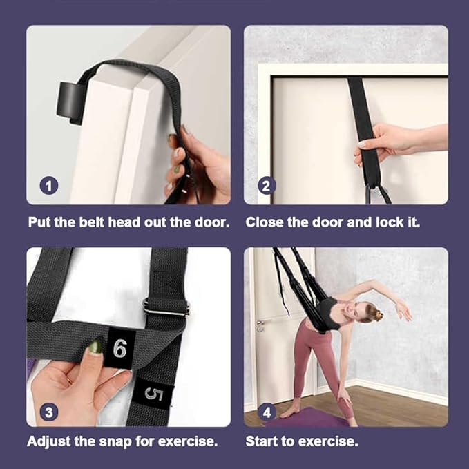 Leg Stretcher Strap - Yoga Stretching Strap,Yoga Door Swing,Backbend Training Rope with Door Anchor, Flexibility Trainer Stretching Equipment Assist Stretch Strap for Fitness Gymnastics Dance Aerial Ballet (purple)