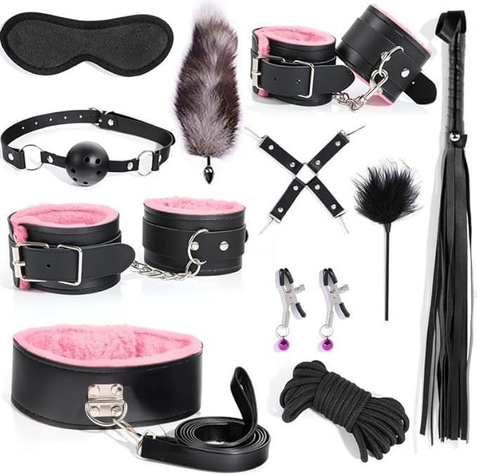 Delicate Plush Stretching Belt Set+Cute Hip Accessories, Multi Functional 11 Piece Set for Bed Putra (Pink) - Y6