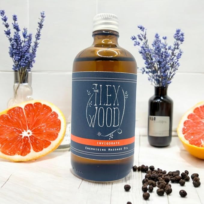 The Ilex Wood - Invigorate - Vegan Natural Energising Spa Massage Oil, Handmade - 3.38 fl oz (100ml)
