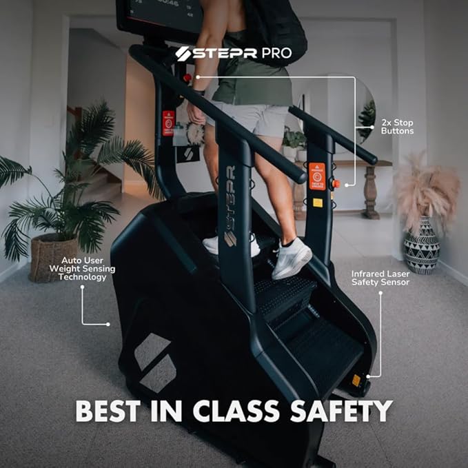 STEPR PRO Classic Stair Master with LED Touchscreen, Commercial Grade Stairmaster Machine for Home, 190 Steps/Min, Bluetooth Stepper Machine, Resistance Band Attachments, Mobile App, 400 lb Capacity