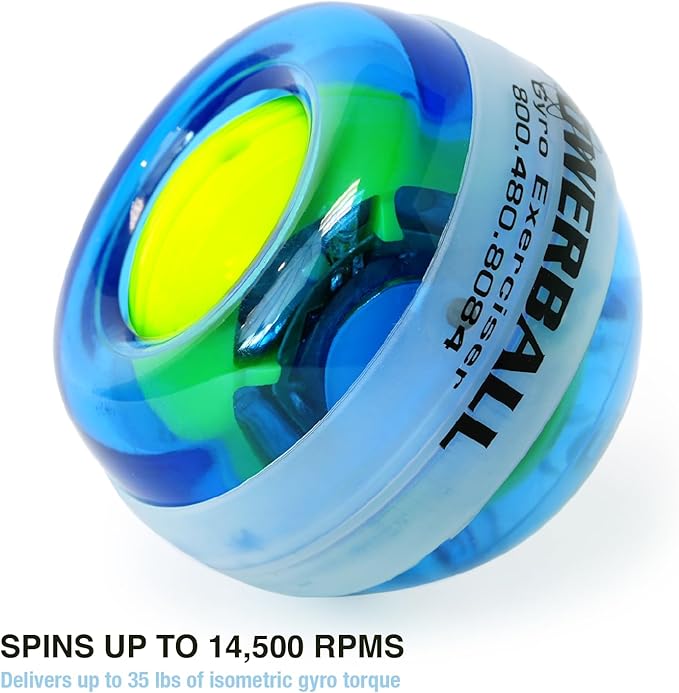 DFX Sports & Fitness Lighted Gyro Exerciser Ball – 40 lb Wrist & Forearm Strength Trainer with LED Lights, Grip Builder & Rehab Device