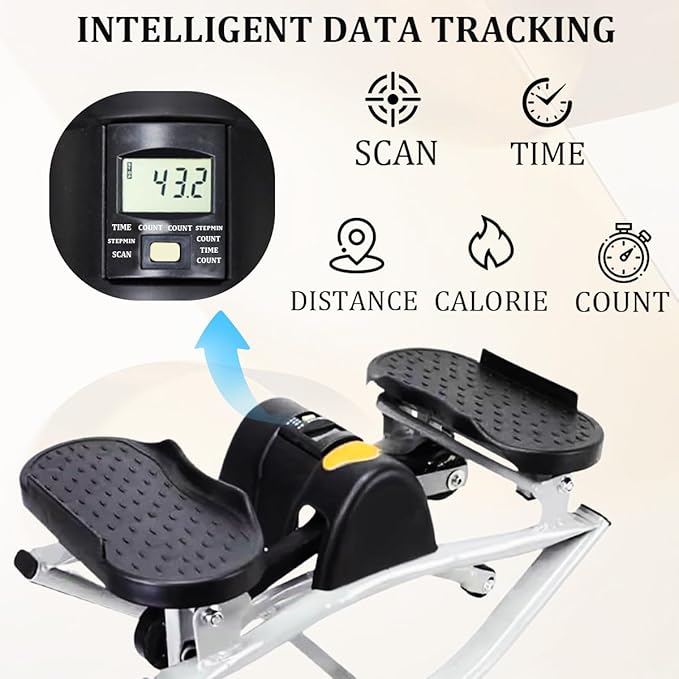 Rock Stepper, Lateral Rocking Fitness Stepper with Digital Display & Resistance Band, Low-Impact Side-to-Side Stepper for Knees/Joints, Compact Portable Home Workout Machine for Legs Glutes Abs