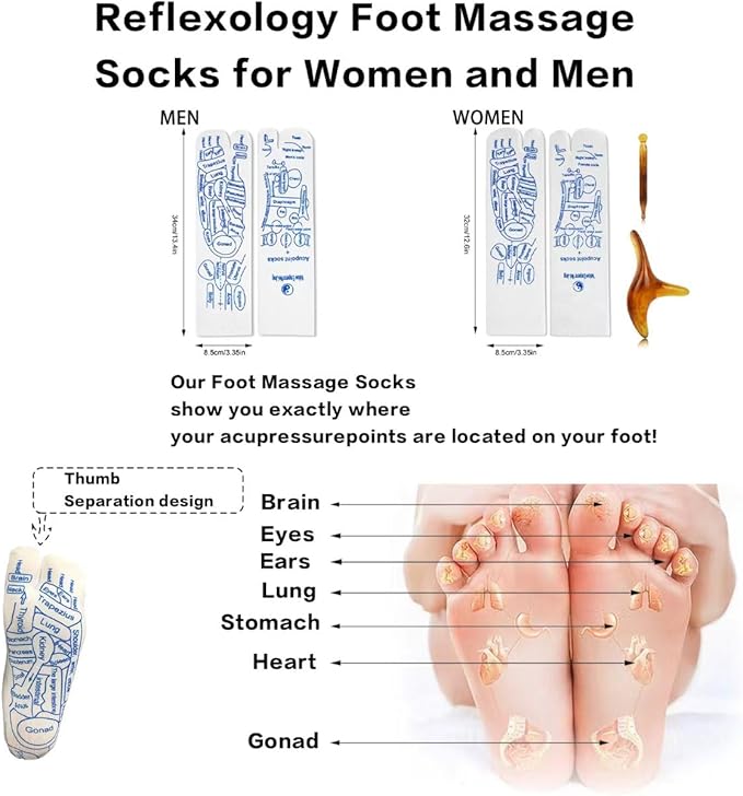 Wooden Foot Massager Roller with Reflexology Socks and Gloves Tools Set for Circulation, Pain Relief in Wide Feet, Health Promotion, Gift for Mom, Dad, or Elderly