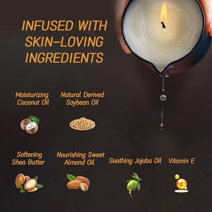 Massage Candle for Home SPA, Low Temp Scented Massage Oil Candles Wax for Skin Treatment, Aromatherapy Candle for Body Relaxation and Stress Relif, Skin Moisturizing Oil 6.35 OZ (Fresh Jasmine)