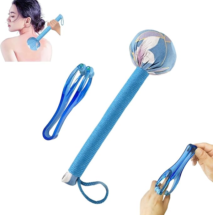 Mugwort Massage Hammer, Massage Tools，Finger Massager. Back, Shoulder & Body - Handheld Percussion Therapy Tool with US Design Patent (Sky Blue)