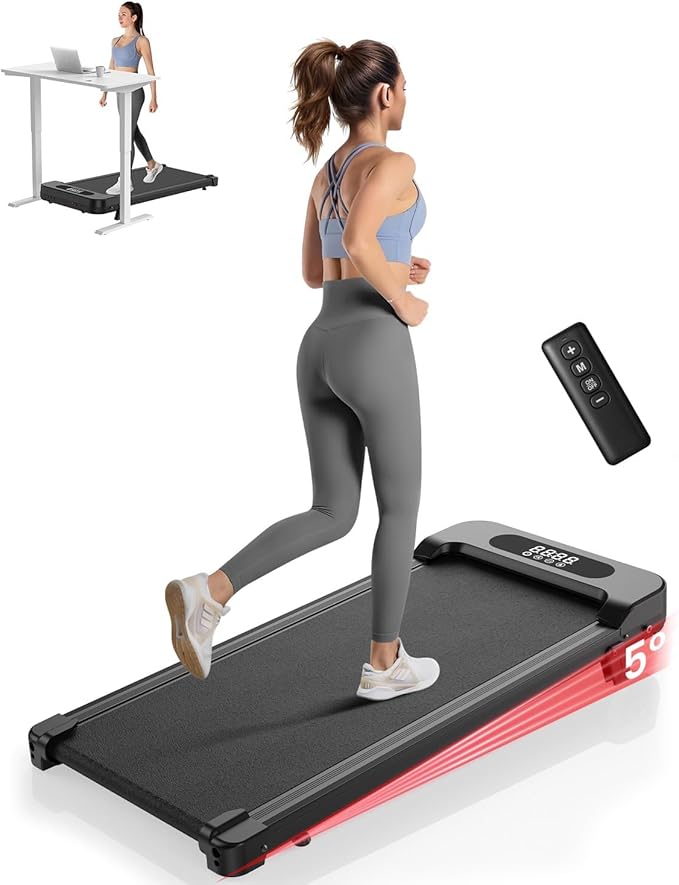 Incline Walking Pad with Handle Bars, 3.5HP Foldable Portable Treadmills for Home Office, Low Noise <40dB Under Desk Treadmill with 330LB Capacity, Wide Running Belt with Remote Control & LED Display