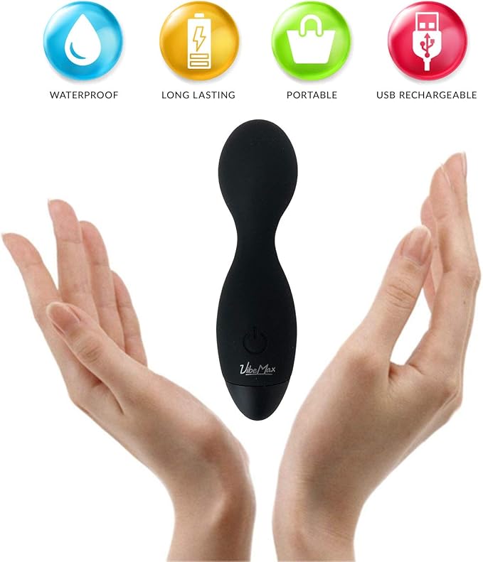 Mini Personal Massage Device - Compact - Lightweight - Small & Quiet - USB Rechargeable - for Muscle Tension Relief in Neck, Back, Shoulders, Legs and Feet (Black)
