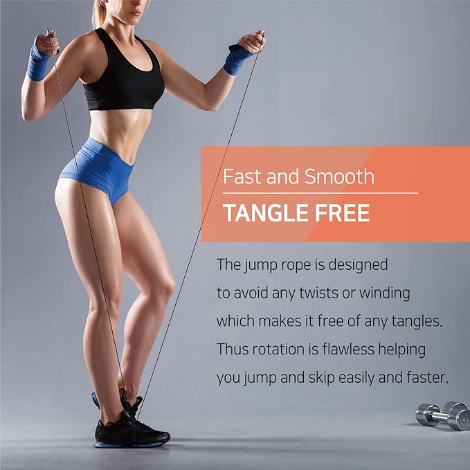 Skipping Jump Rope for Fitness Workout - Light Weight, Adjustable, Tangle Free, Excellent line control for Cardio Boxing, CrossFit, Training Exercise All Ages and Gender ( Special Luxury, KA-220, Made in Korea)