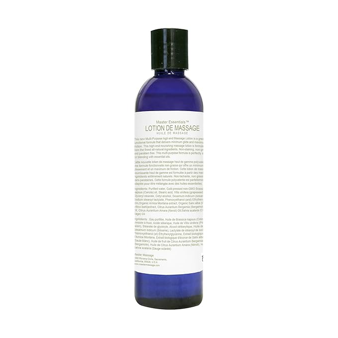 Master Massage Organic Massage Lotion (Pack of 4) - 8 fl oz, Skin-Nourishing Formula for Relaxation, Ideal for Massage Therapy and Home Use