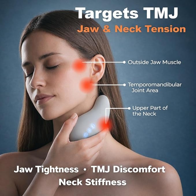 Yolo Mountain Therapeutic™ Premium TMJ Relief Massager – Heated Jaw & Neck Massager w/ 10 Precision Vibration Modes, Waterproof Electric Masseter Therapy Device for Jaw Pain, Tension & Bruxism Relief