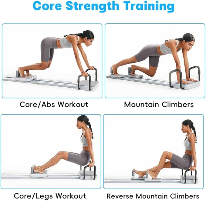Pilates Reformer, Multifunctional Pilates Equipment for Abs Workout and Leg Exercise, Ski Machine, Pilates Board for Home Gym Full Body Workout
