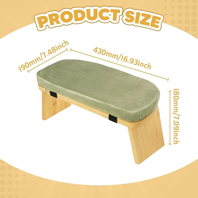 Yoga Meditation Bench Kneeling Stool, Foldable, Wood, with Removable Cushion Ergonomic Prayer Bench Meditation Stool