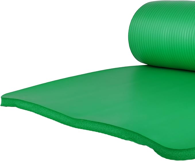 BalanceFrom 71x24 Inches Yoga Mat with Knee Pad and Optional Blocks – Extra 1-Inch Thick Non-Slip Foam with Anti-Tear Surface and Carrying Strap for Home, Studio, or Gym Workouts