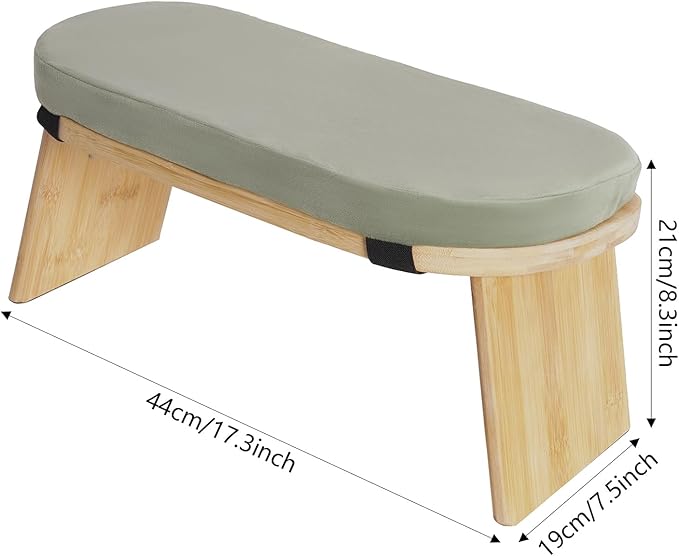 DKSLALALI Meditation Bench, Foldable Ergonomic Bamboo Kneeling Chair with Meditation Extra Soft Cushion Portable Comfortable Meditation Stool Bench for Prayer Kneeler Travel & Yoga