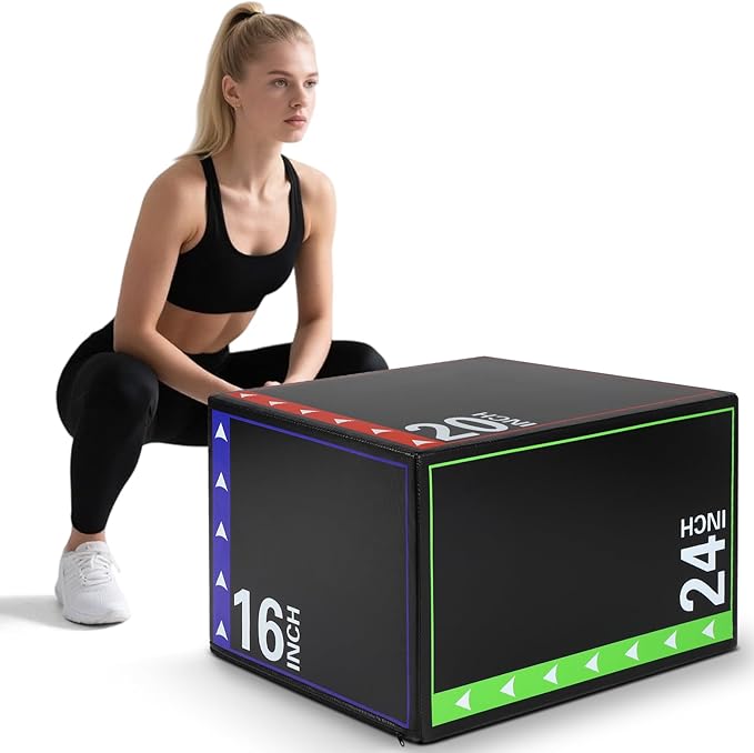 3 in 1 Plyo Box,High Density EPE Core and Non-Slip & Easy to Clean PVC Leather Cover,Exercise Box Home Gym Workout Trainer for Plyometric Jump Training,HIIT Workouts and Lower Body Strength