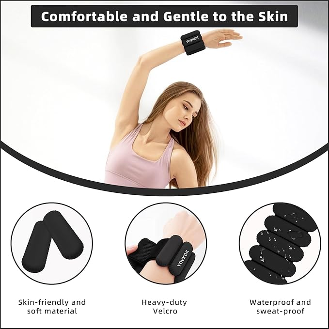 Wrist Weights, Silicone Adjustable Ankle Weights for Women Men - Strengthen Arms and Legs Ideal for for Home Gym Workout, Running, Yoga, Pilates, Barre, Exercise, Strength Training