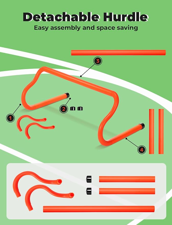 GHB Agility Ladder 1PCS Agility Cones 25PCS Detachable Agility Hurdles 5PCS