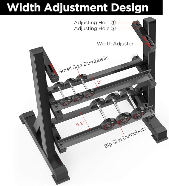 Dripex 3 Tier Heavy Duty Dumbbell Rack Home Gym Weight Rack Dumbbell Storage Stand Holder, Latest Model(Rack Only)