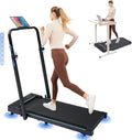 GORISE Walking Pad Treadmill with Adjustable Height Handle Bar and Incline, 3HP Quiet Foldable Under Desk Treadmill, Portable Treadmills for Home 350LBS with Remote Control LED Display