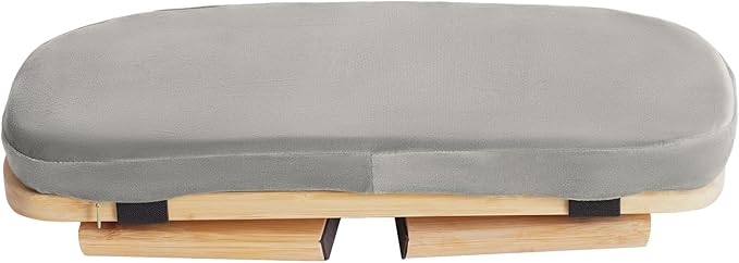 Meditation Bench Foldable & Ergonomic, Kneeling Meditation Stool with 5° Forward Tilt & 400lbs Capacity, Bamboo Meditation Stool with Detachable Velvet Cushion forYoga Prayer (Gray)