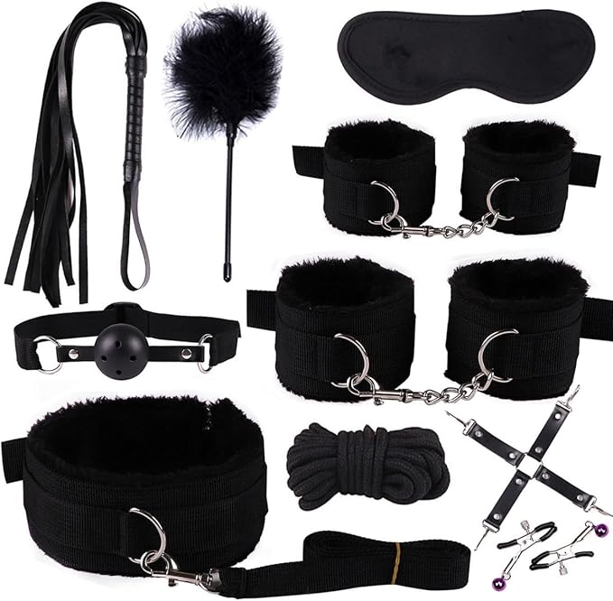 10 Piece Black Soft Nylon Indoor Exercise Set, Pilates Home Training Auxiliary Equipment, Couple Gift