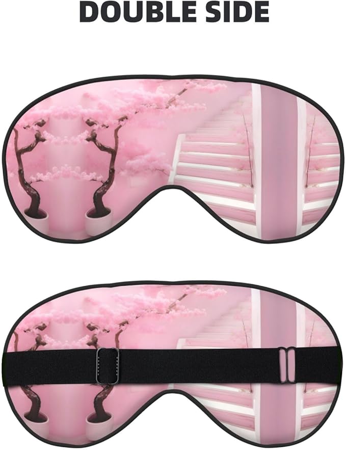 Cherry Blossom White Staircase Head-Mounted Double-Sided Light-Blocking Sleeping Eye mask to Protect Eyes and Relieve Eye Fatigue
