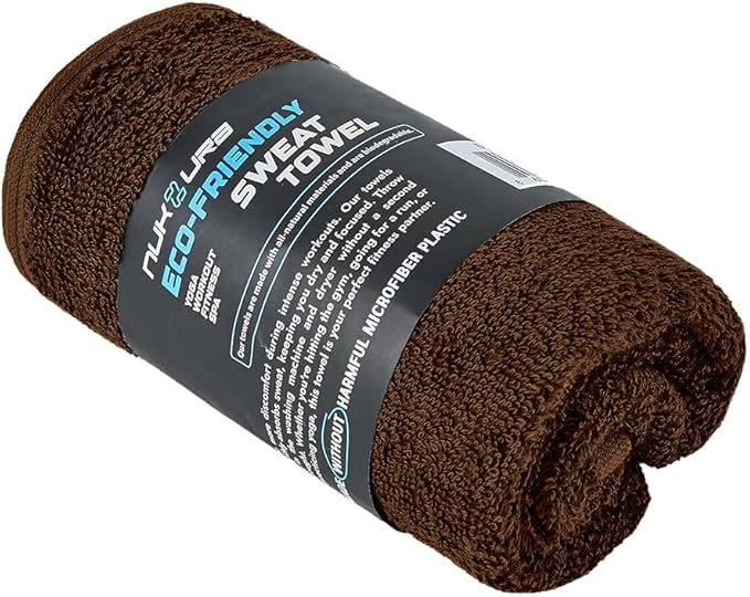 NUKURA 12” x 40” Gym Sweat Towel, 450 GSM, 100% Cotton, High Absorbency, Extra Soft & Quick Dry Workout, Yoga & Fitness Towel – Chocolate Brown