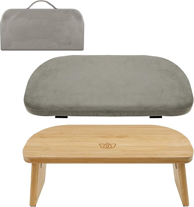 Meditation Bench, Ergonomic Design, Sustainable Bamboo with Folding Kneeling Meditation for The Perfect Posture Meditation Cushion, Meditation Stool, Prayer Bench, Meditation Chair, Yoga Stool (Grey)