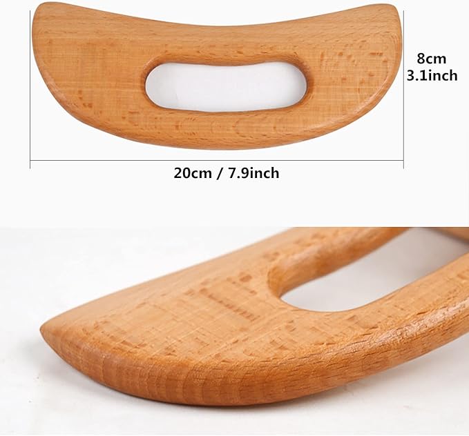 FKYzixeh Lymphatic Drainage Massager, Wooden Gua Sha Tool for Body, Manual Massage Scraper for Anti Cellulite and Relieve Muscle Fatigue, Body Gua Sha Paddle (Style A)