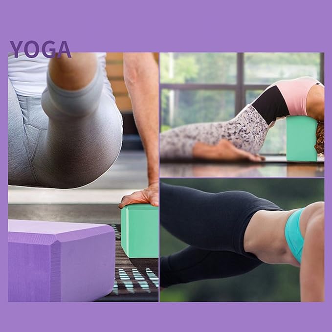 Set of 2 Yoga Blocks EVA Foam Exercise Bricks Provides Stability Balance and Support Improve Strength - 9 x 6x 3 inches