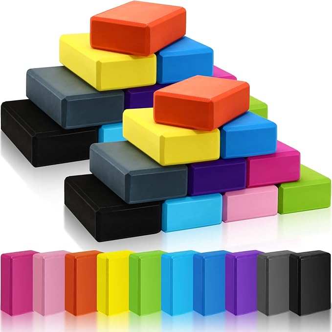 20 Pcs Foam EVA Yoga Blocks Lightweight Yoga Bricks Non Slip Supportive Foam Blocks Yoga Prop Accessories for Yoga, Pilates, Stretching and Meditation, Women Men Yogi Yoga Beginners (Multicolor)