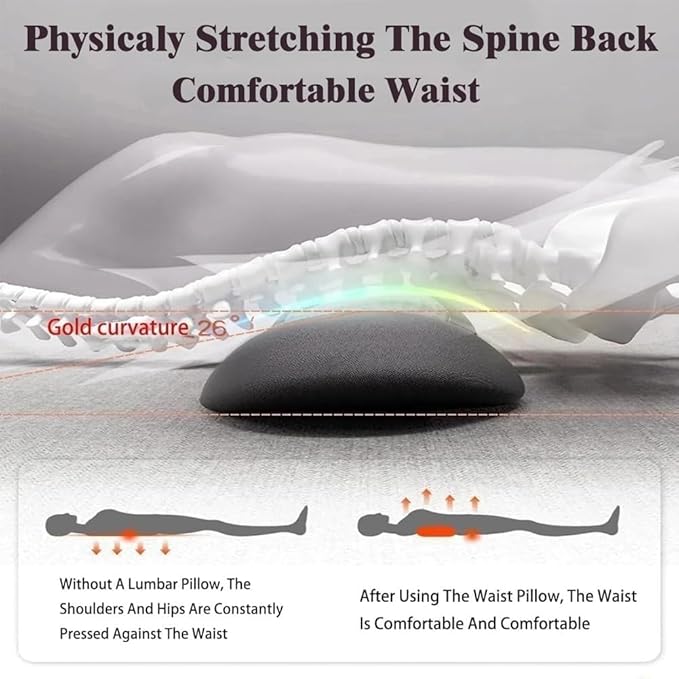 Smooth Triple Fusion Back Massager,3 in 1 Back Massagerr,Electric Lumbar Support Pillow Heat Vibration Massage Lower Back Spine Decompression Device(B)