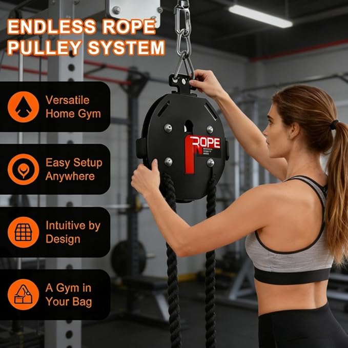 Endless Rope Trainer, Professional Pull Rope Fitness System with Adjustable Resistance, Training Tool for Arms, Back Strength and Overall Muscle Endurance