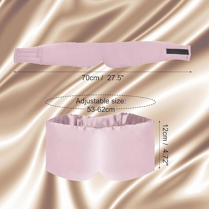 PATIKIL 100% Natural Silk Sleep Mask, Adjustable Soft Eye Mask Cooling Blackout Eye Cover with Storage Bags for Side Sleeping Women Men Travel, Pink