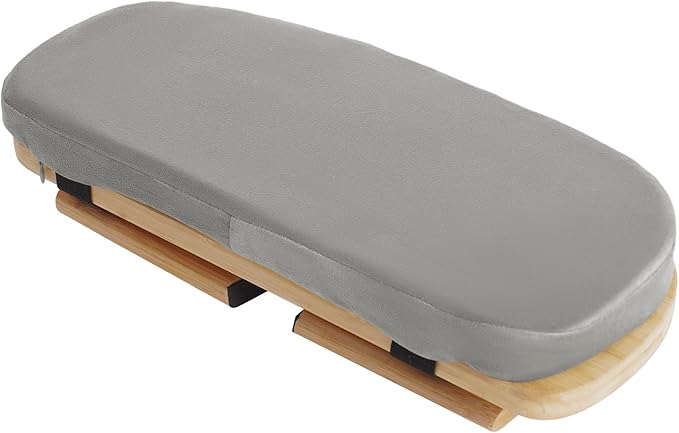 Bamboo Meditation Bench with Cushion, Folding Kneeling Meditation Bench, Portable Kneeling Chair for Kneeling or Sitting, 396.83lbs Load Max (Gray)