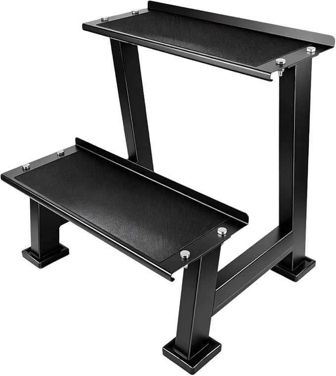 2 Tiers Kettlebell Storage Rack,Weight Rack for Home Gym Dumbbells with Anti Slip mats,Kettlebell Rack for Home Gym for Storing Kettlebells,Dumbbells,and Other Fitness Equipment