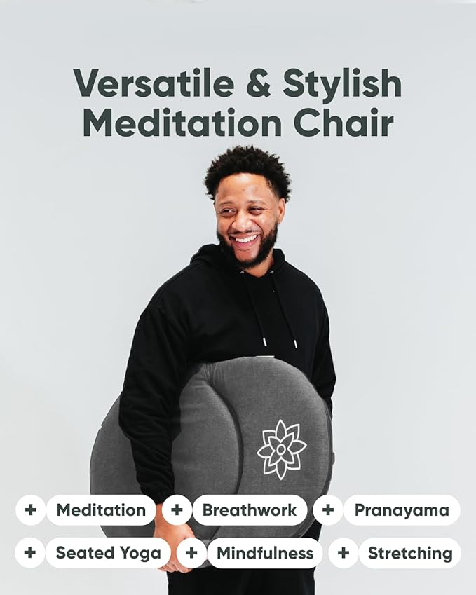 Mindful Modern Meditation Chair | Adjustable Floor Chair with Back Support | Padded Floor Seat for Posture Support and Comfort | Portable Folds Flat for Storage | Indoor/Outdoor Use | Slate Grey