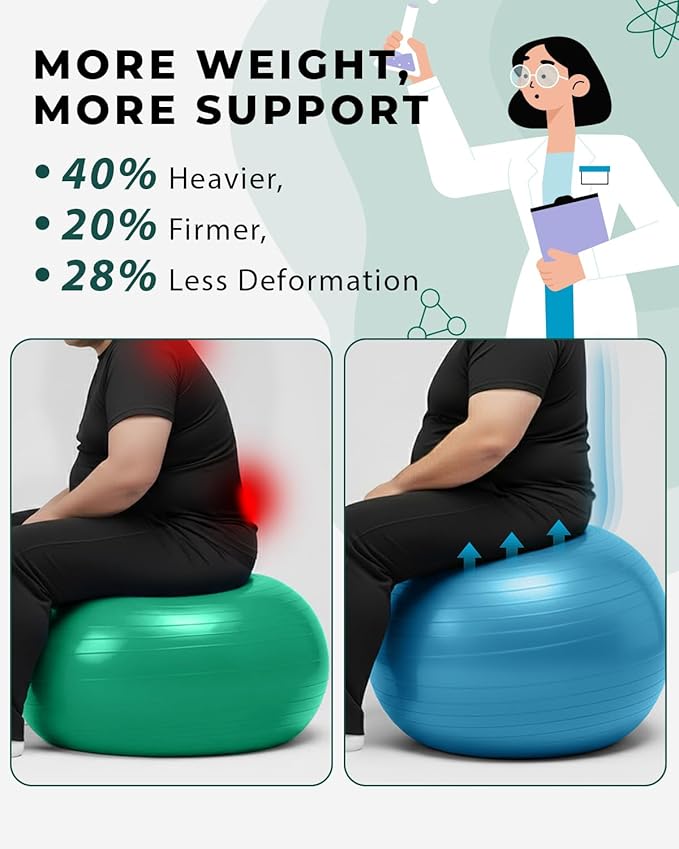 Trideer Exercise Ball for Physical Therapy & Workout - Swiss Ball for Core Strength & Balance