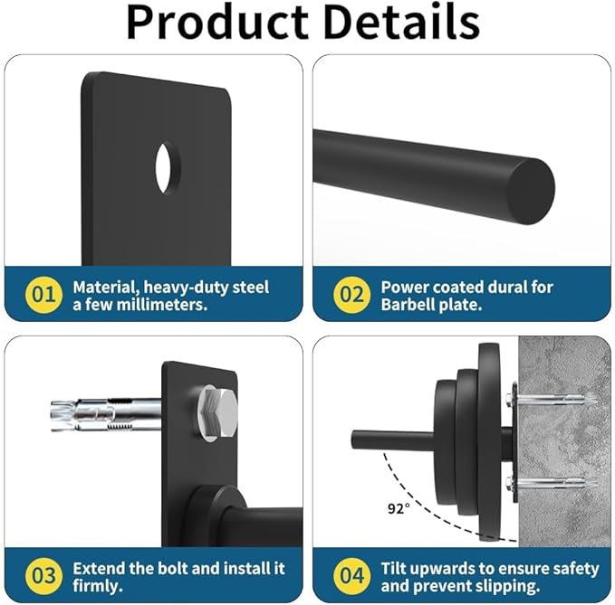 Wall Mounted Weight Plate Holder, Bumper Plate Rack for Home Gym Wall Organized, All Kinds Sizes