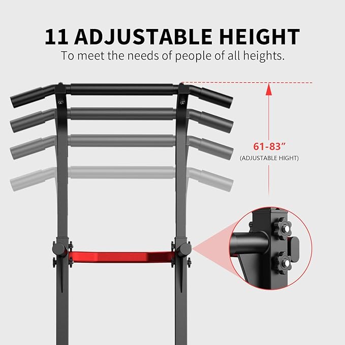 ZENOVA Pull Up Bar Dip Bar Squat Rack Workout Dip Station Height Adjustable Free Standing Chin Up Bar