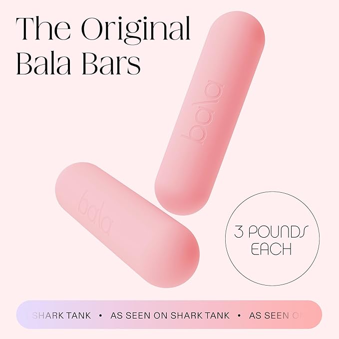 Bala Bars Dumbbell Set for Women & Men - Set of 2 Bars Designed for Walking, Strength Training, HIIT, Boxing & Aerobics - Hand Weights for Working Out at Home