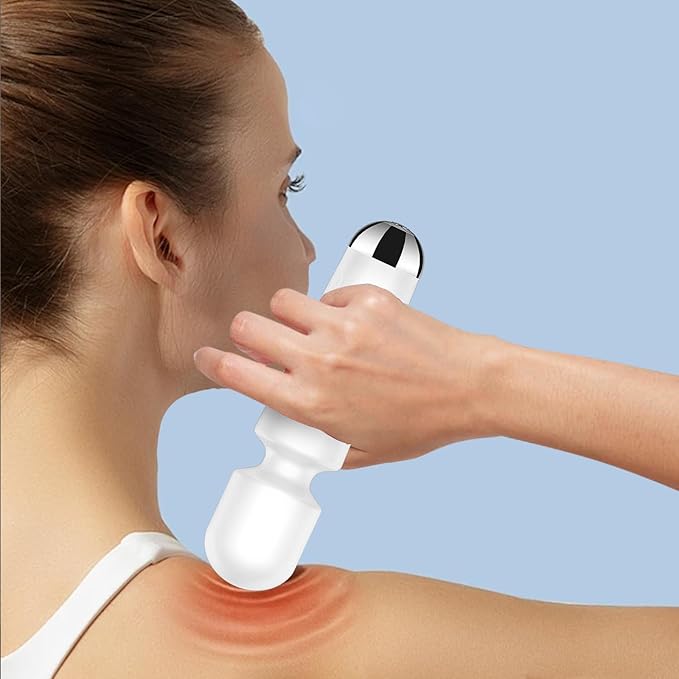 Back Small Bullet Massage for Women - Rechargeable Electric Body Mini Personal Massager - for Foot - Arm Muscle Relaxation (White)
