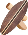 Maple Wood Balance Board with Roller and Half Ball Accessories - Dual-Mode Balance Trainer for Adults, Home Gym & Office Use, Surfboard Shape Design(31.5 x 11.8in)