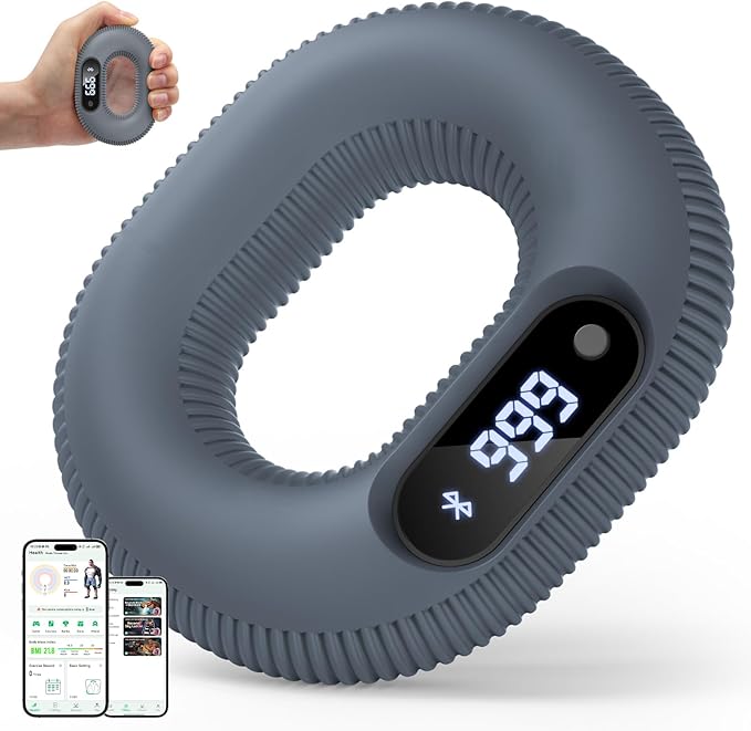 Smart Grip Strength Trainer with Bluetooth APP - Squeeze to Play Games & Scroll TikTok Hands-Free, Soft Silicone, Portable Hand Exercise for Strength, Stress Relief & Rehab