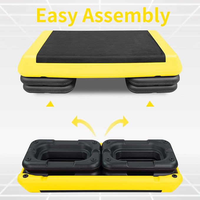 4''-6''-8''Adjustable Aerobic Stepper w/4 Risers Health Workout Step Platform for Sports & Fitness