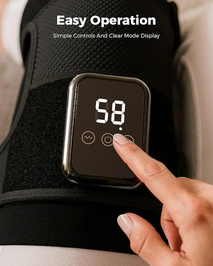 3-in-1 Knee Massager for Pain Relief with Heat, Portable Heated Knee Brace with Extension Strap for Knee, Elbow & Shoulder, Cordless Rechargeable Electric Massagers for Joint Comfort (Single)